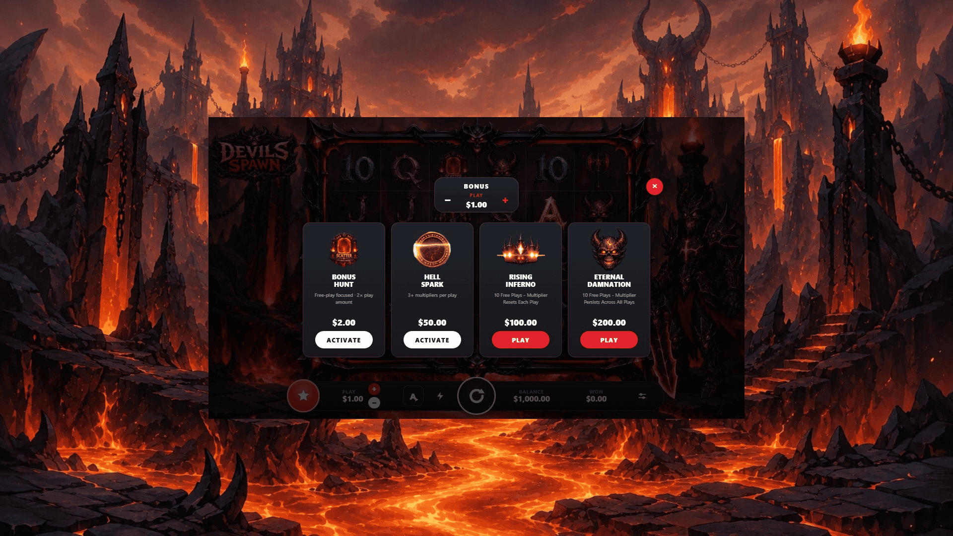 Devils Spawn bonus buy menu