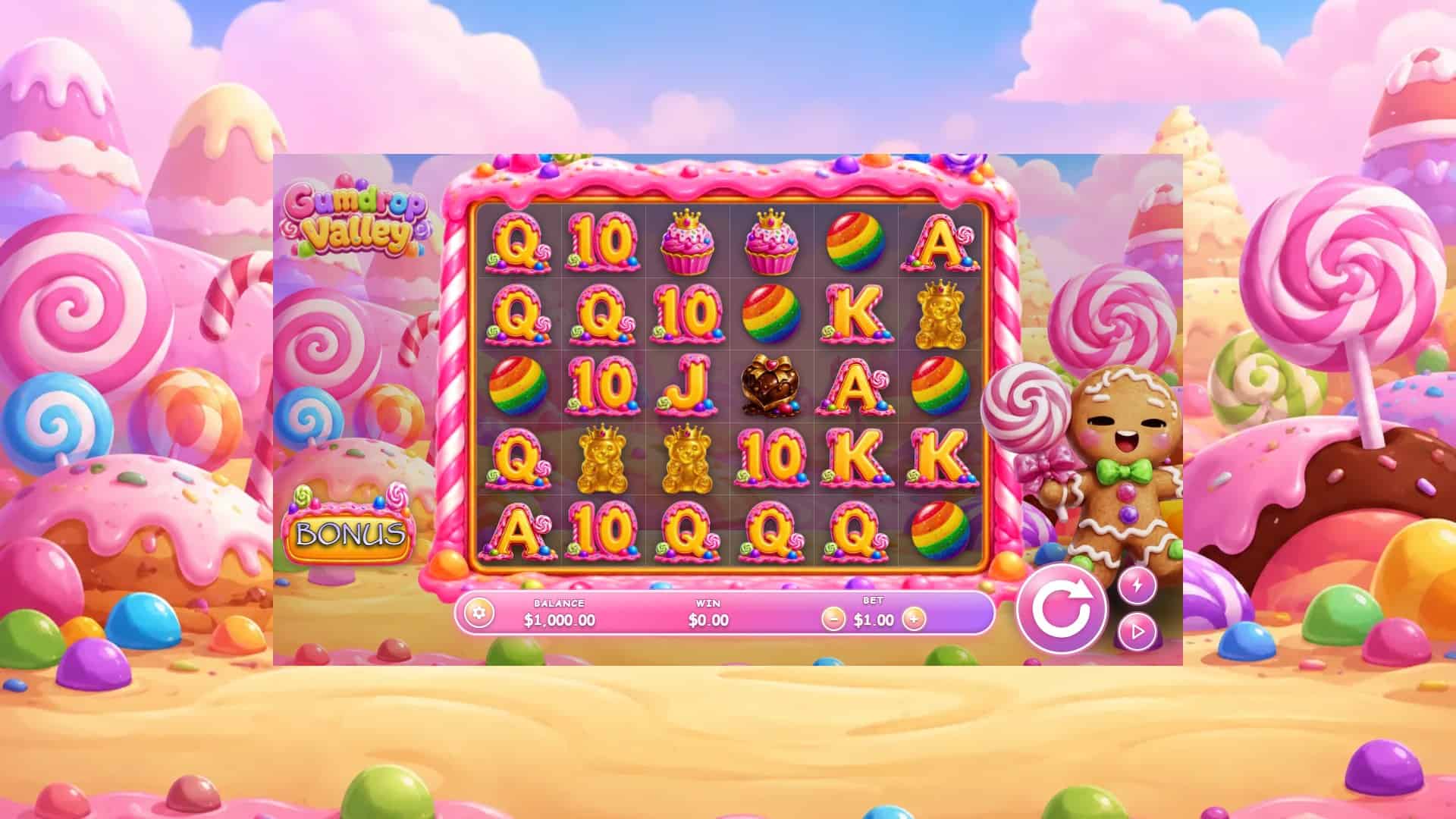Gumdrop Valley slot gameplay reels