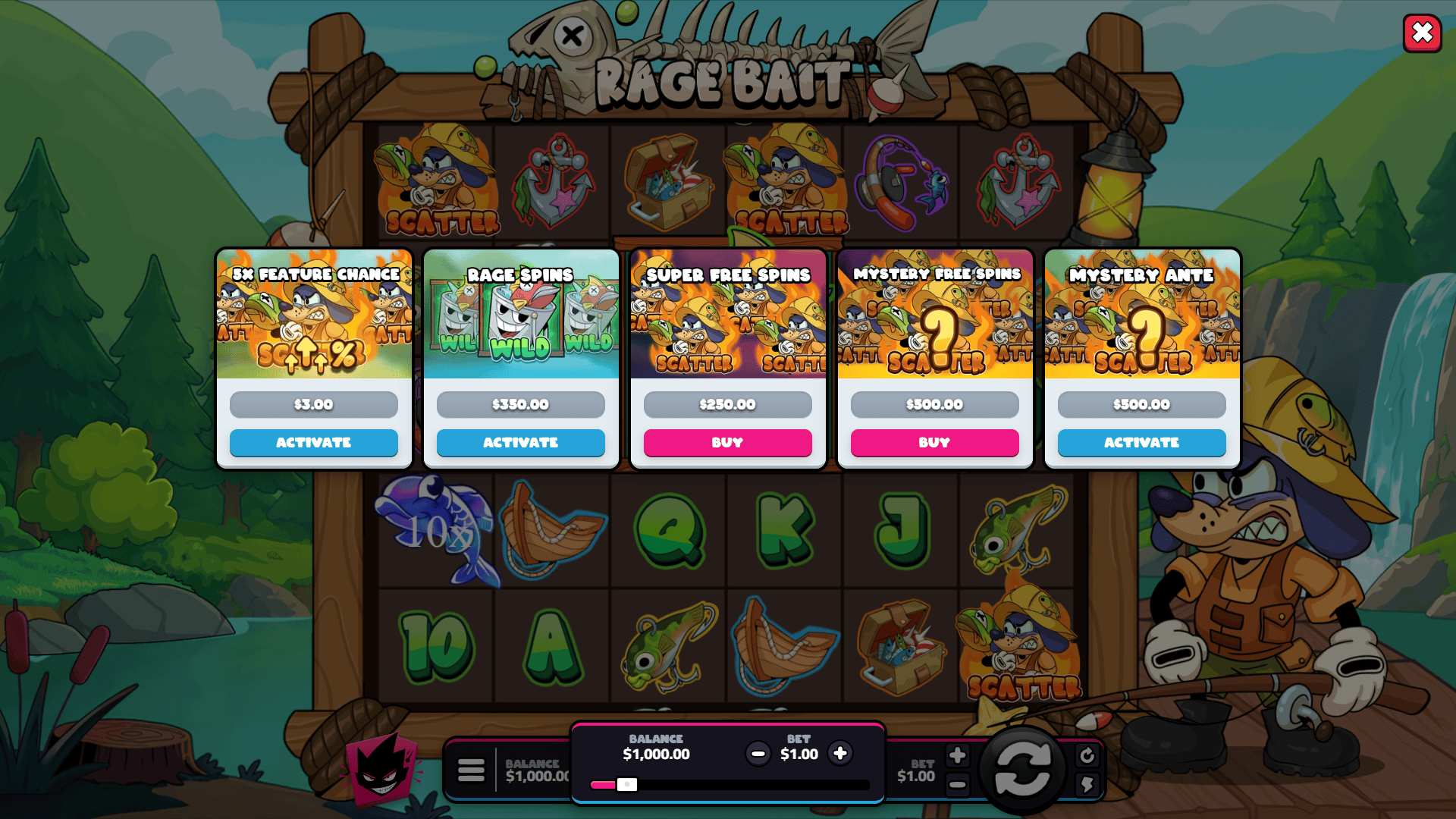 Rage Bait bonus buy menu