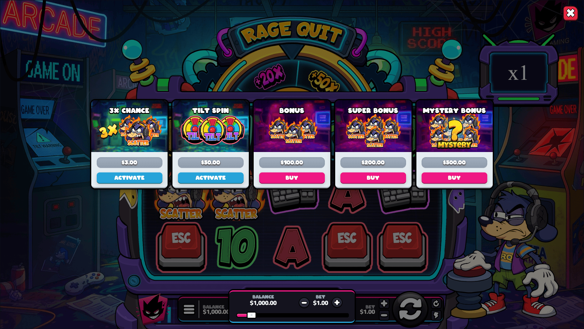Rage Quit bonus buy menu