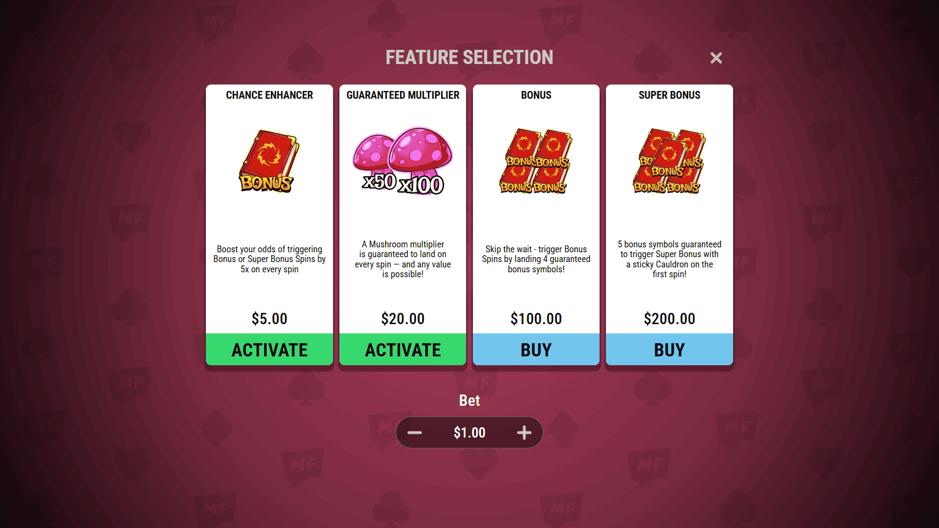 Brew and Broom bonus buy menu