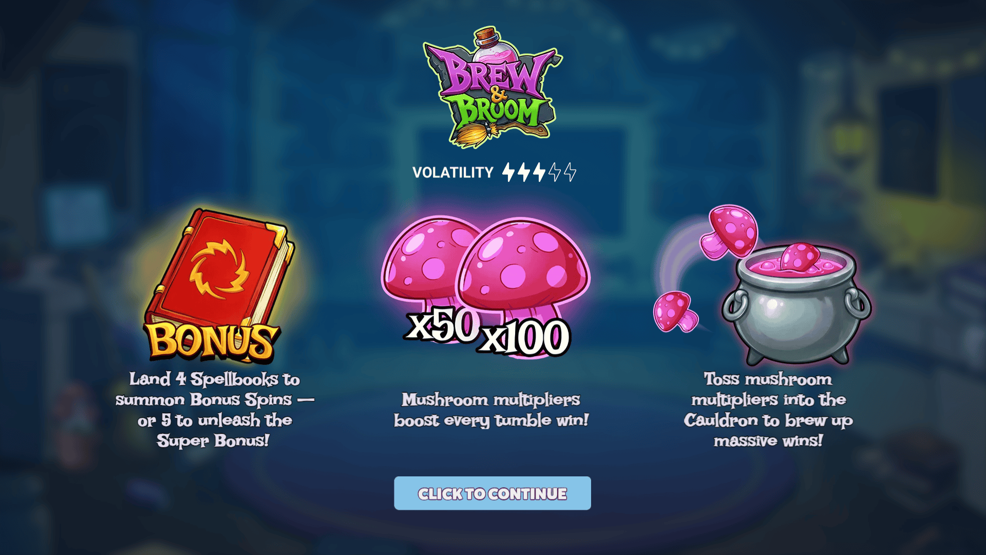 Brew and Broom slot intro screen