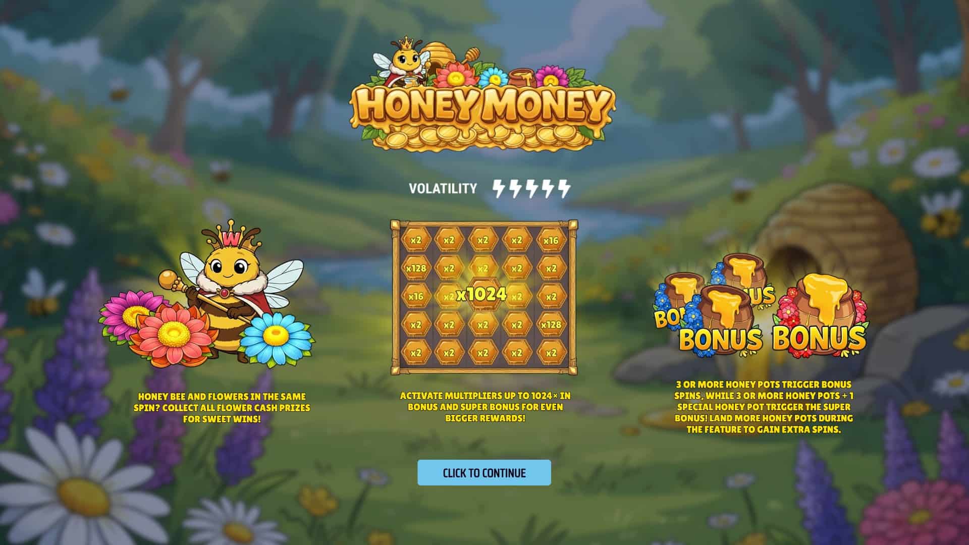 Honey Money slot intro screen