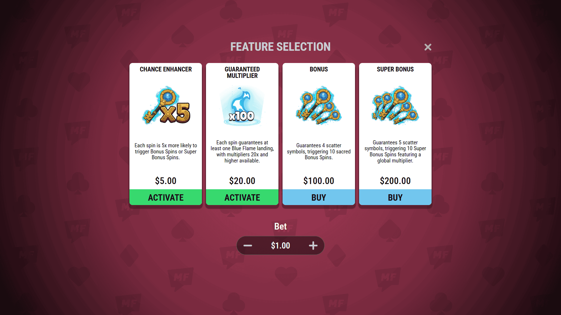 Temple Takeover bonus buy menu
