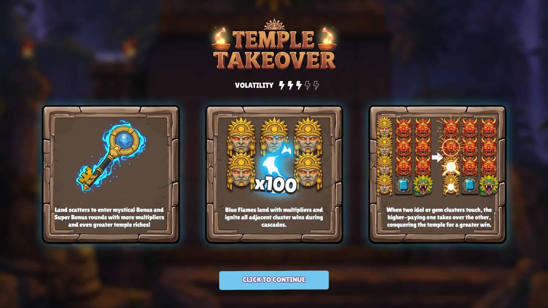 Temple Takeover slot intro screen
