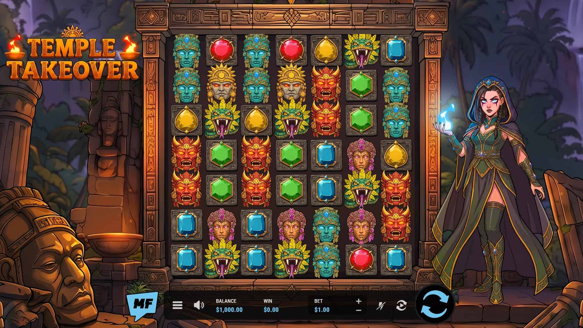 Temple Takeover slot gameplay reels