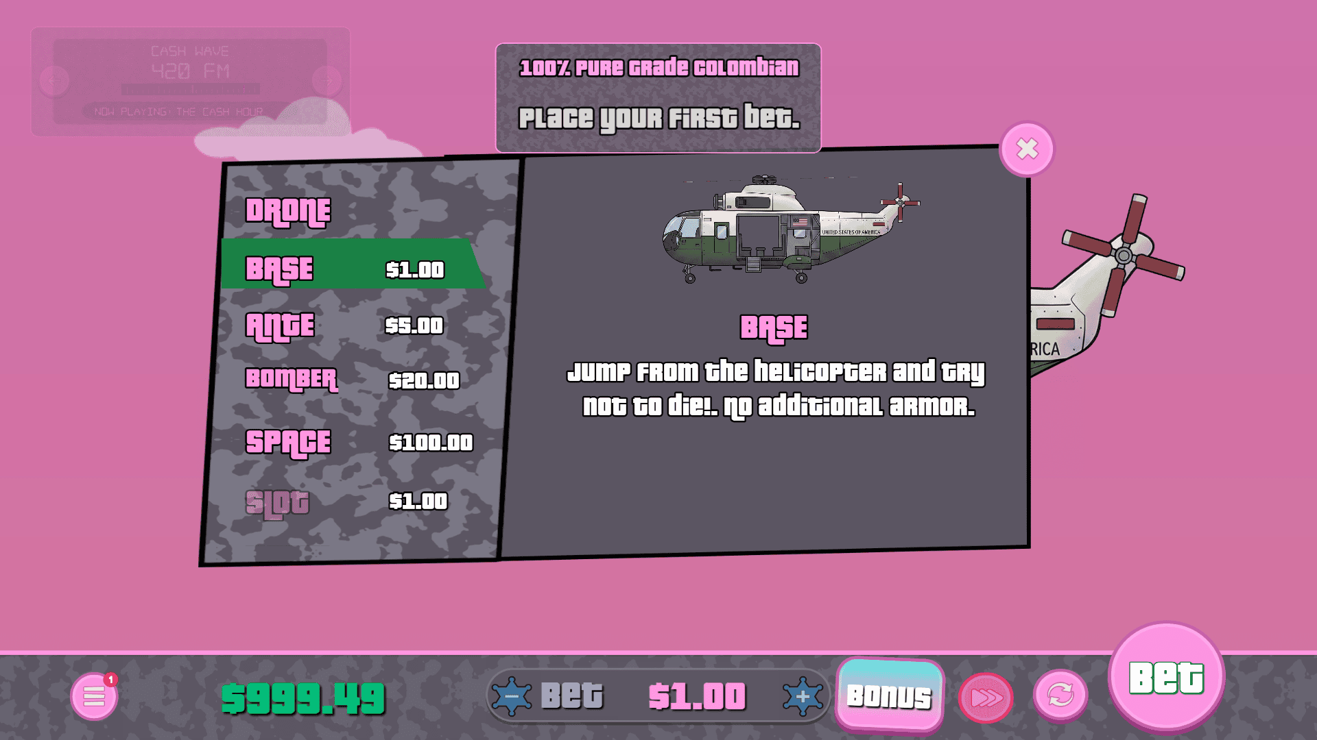 Drop the Boss 2: Maralago bonus buy menu