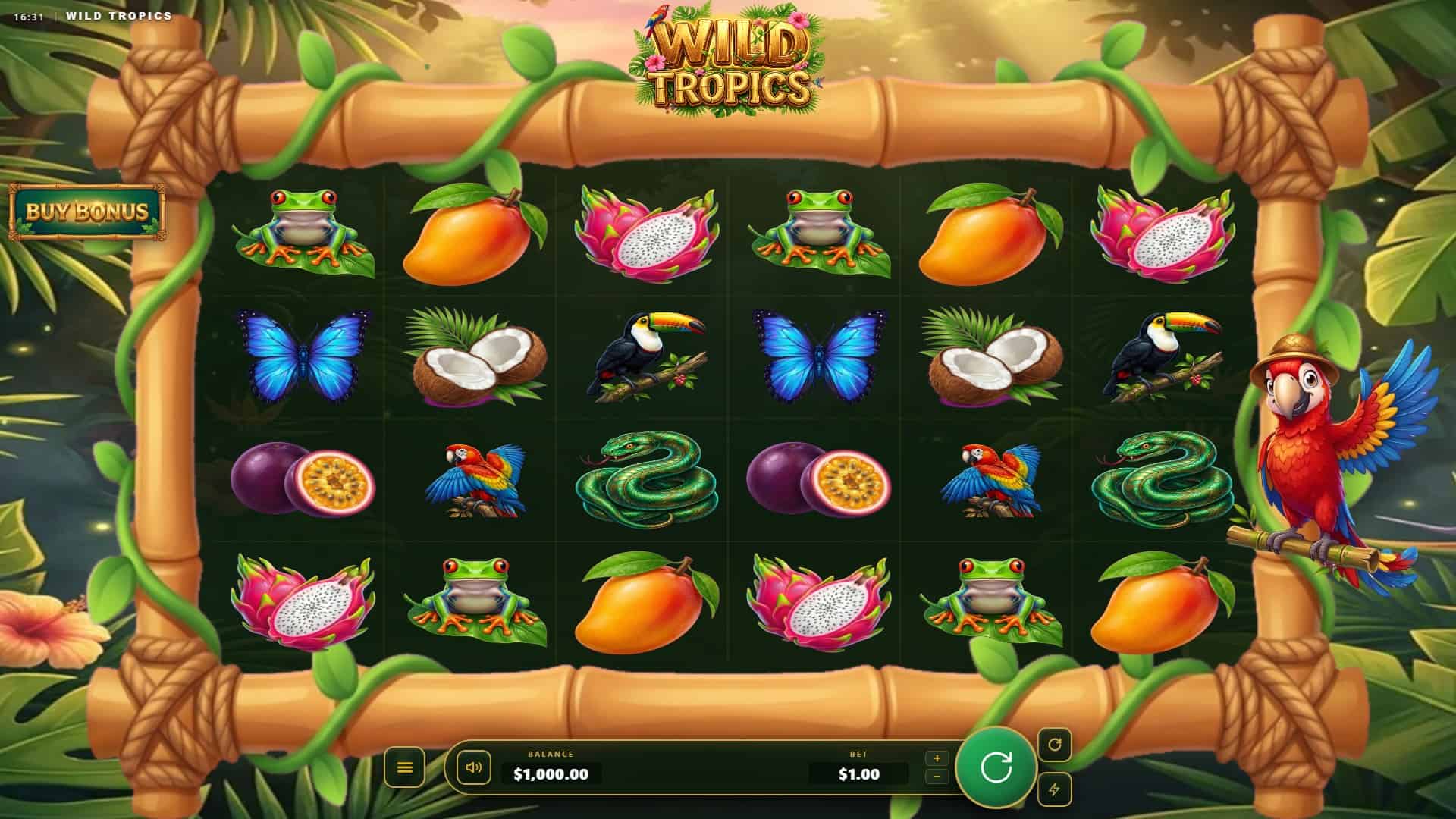 Wild Tropics slot gameplay reels
