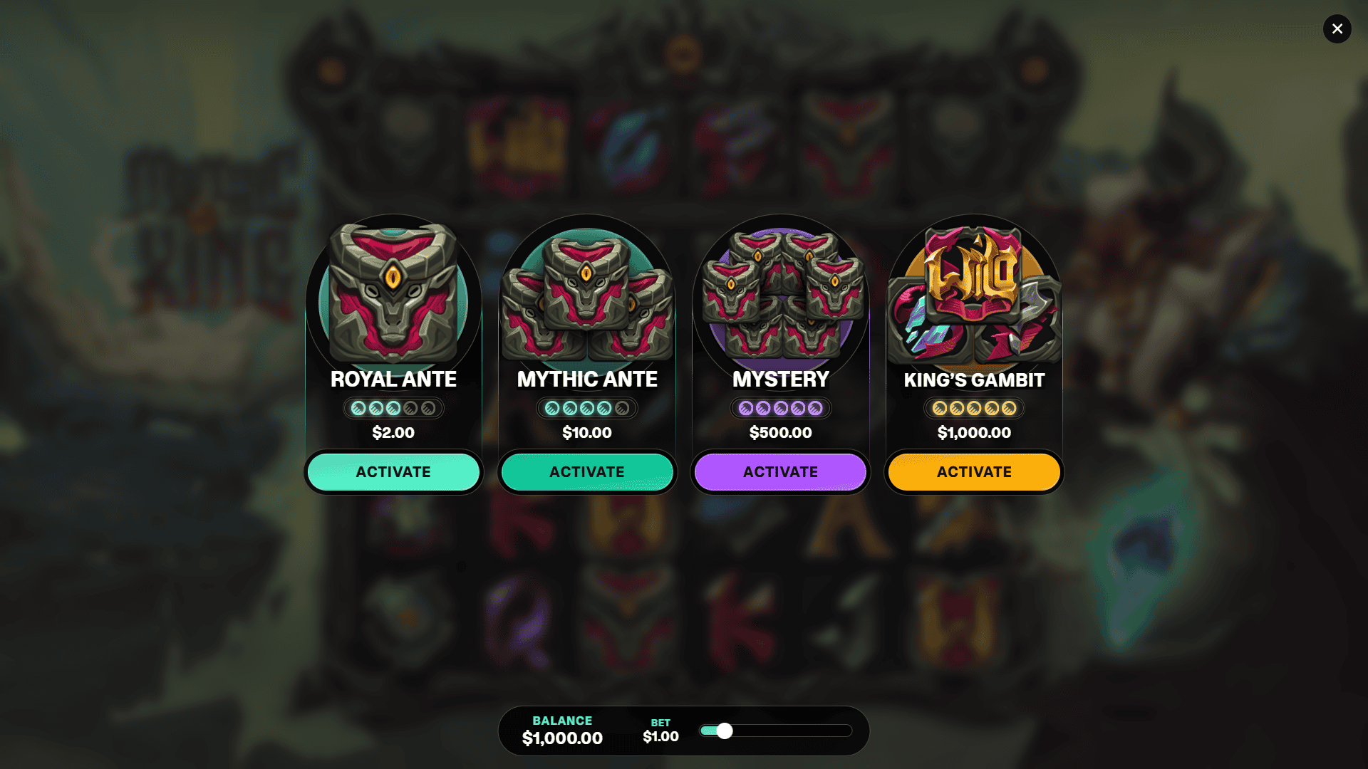 Mythic King bonus buy menu