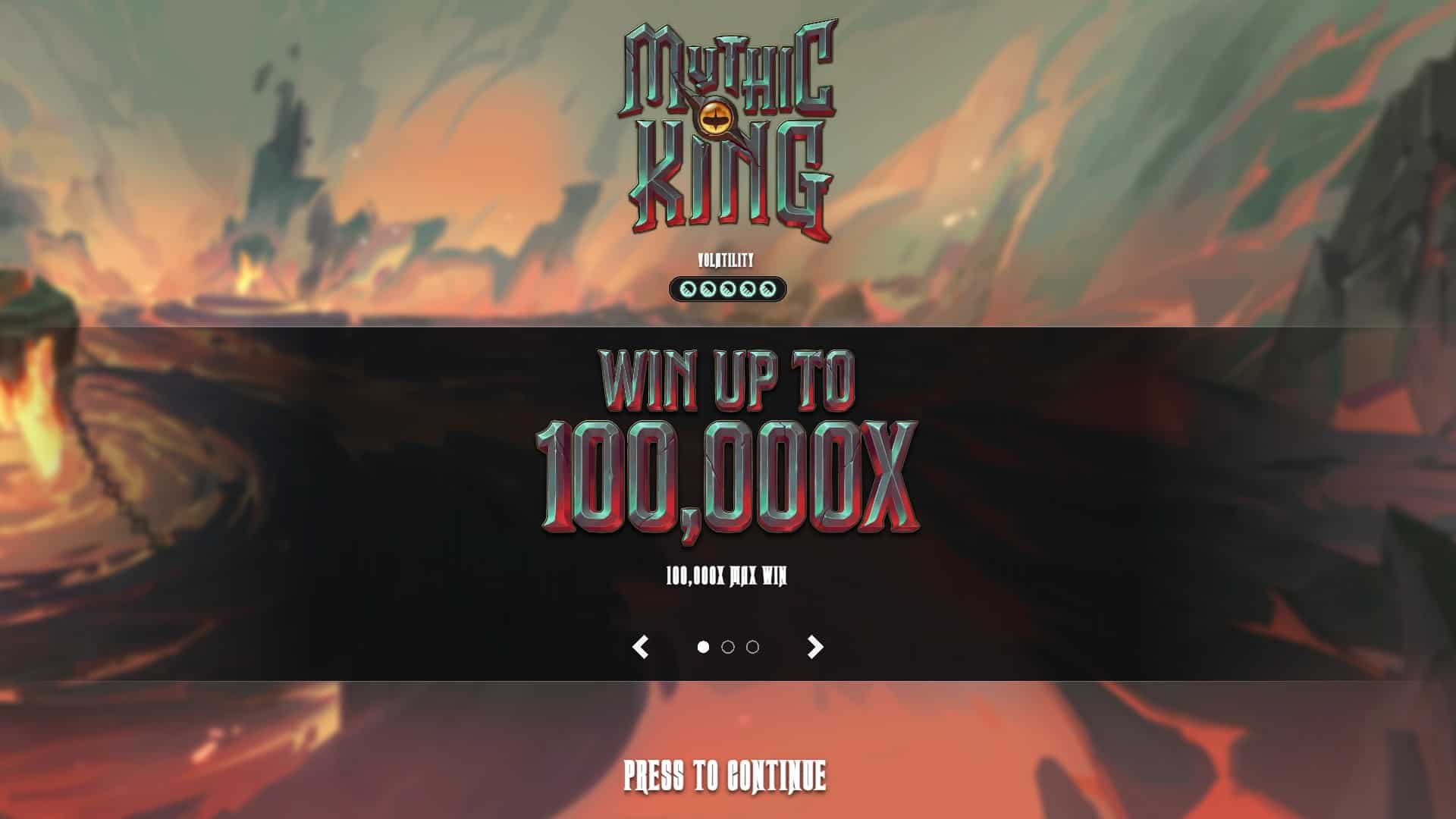 Mythic King slot intro screen