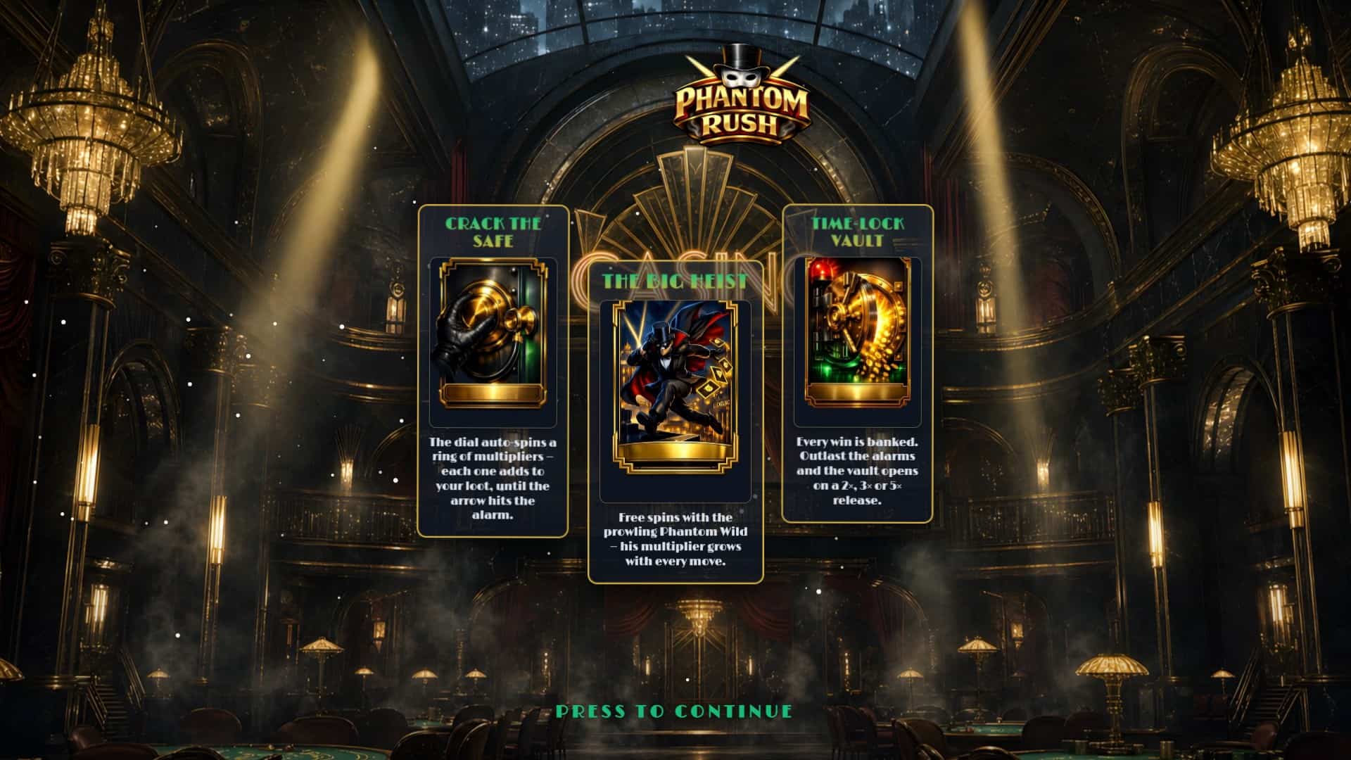 Phantom Rush slot intro screen