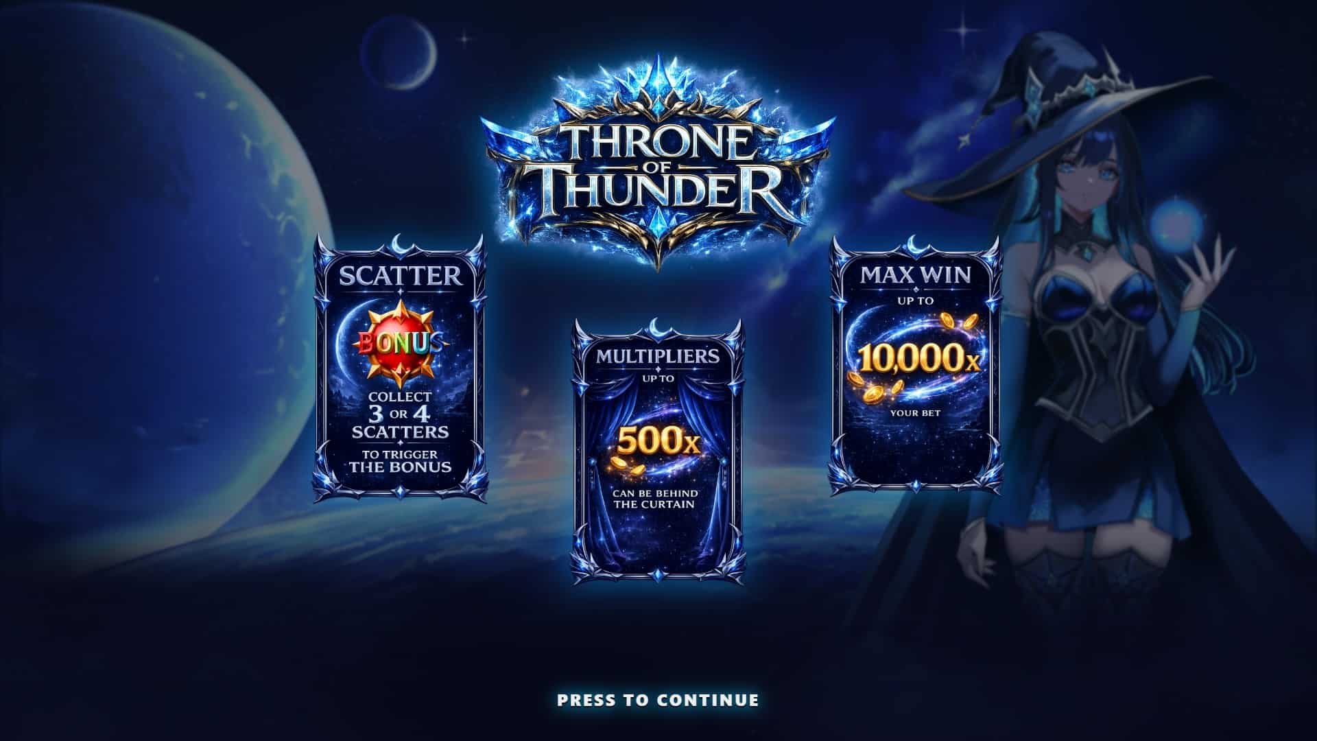 Throne of Thunder slot intro screen