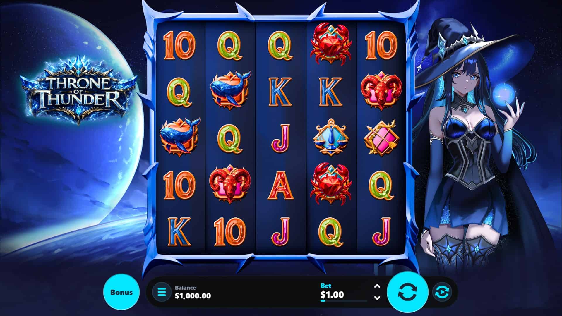 Throne of Thunder slot gameplay reels