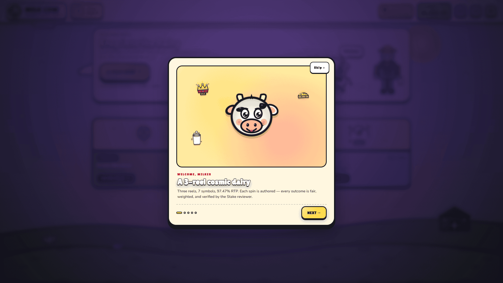 Milk My Cow slot intro screen