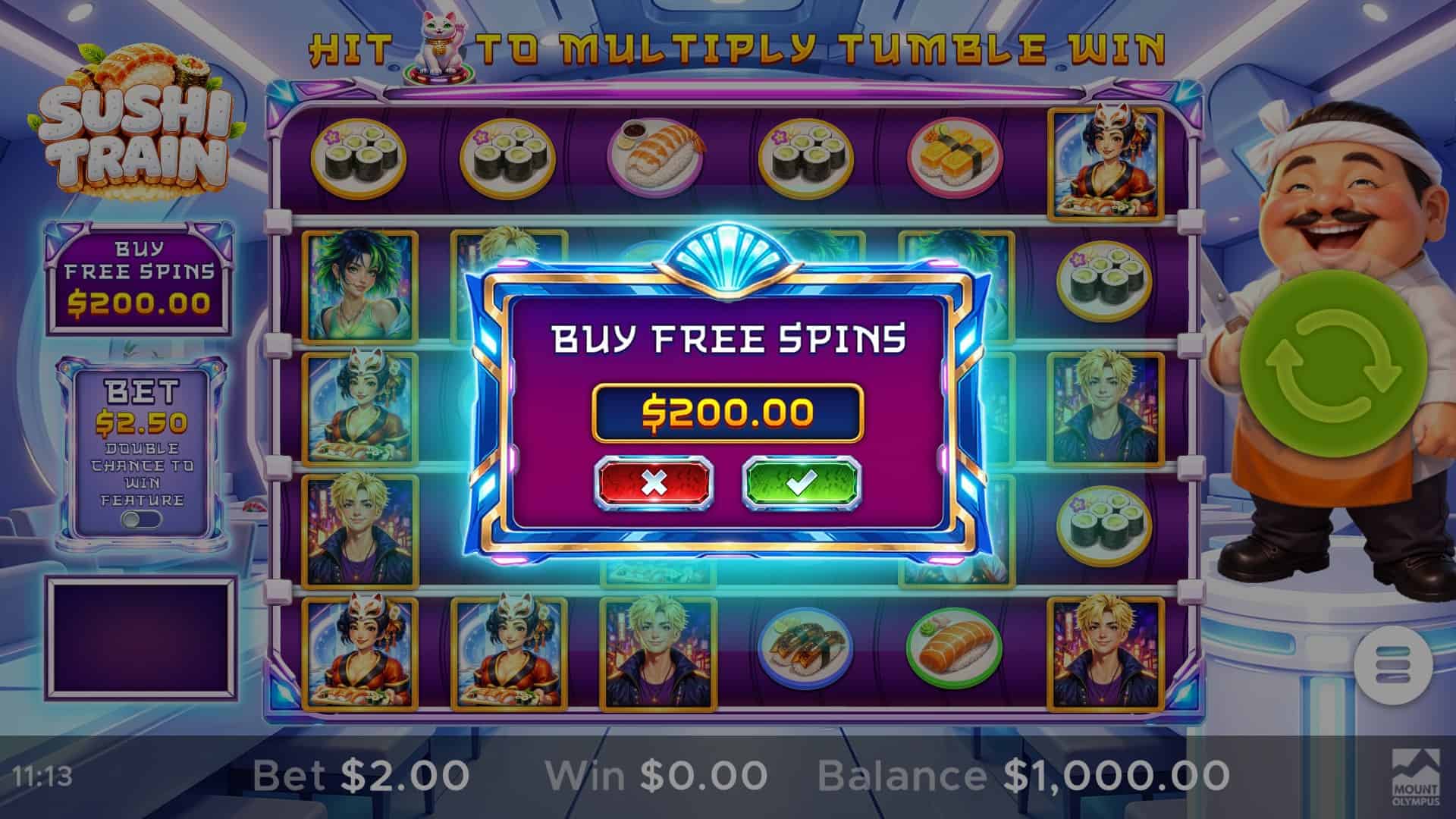 Sushi Train bonus buy menu