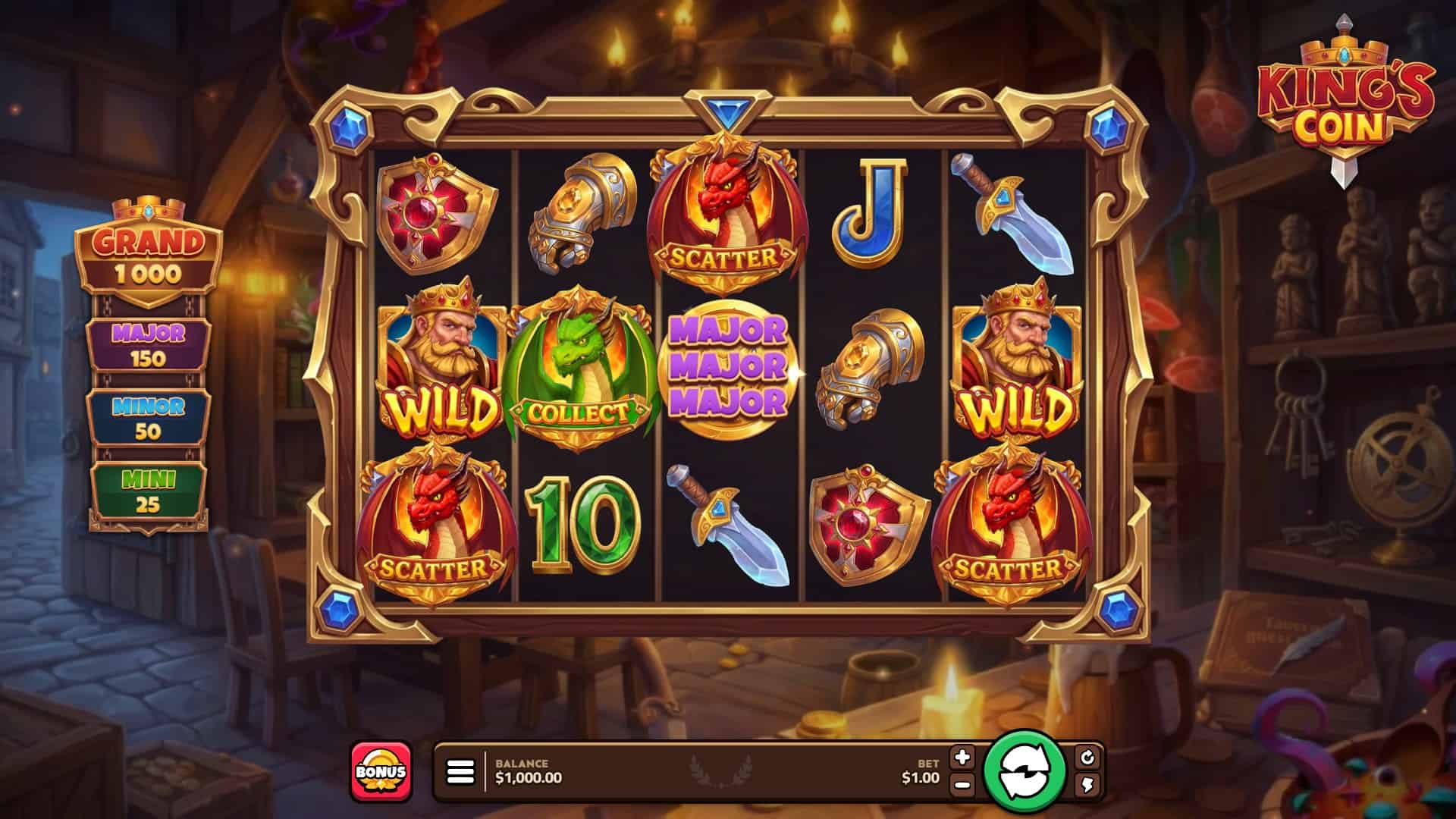 King's Coin slot gameplay reels