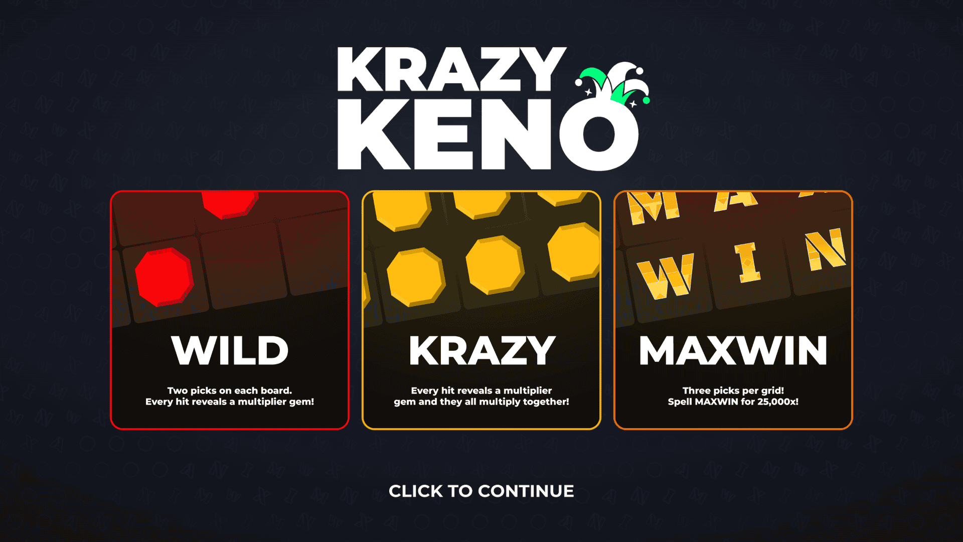 Krazy Keno slot intro screen
