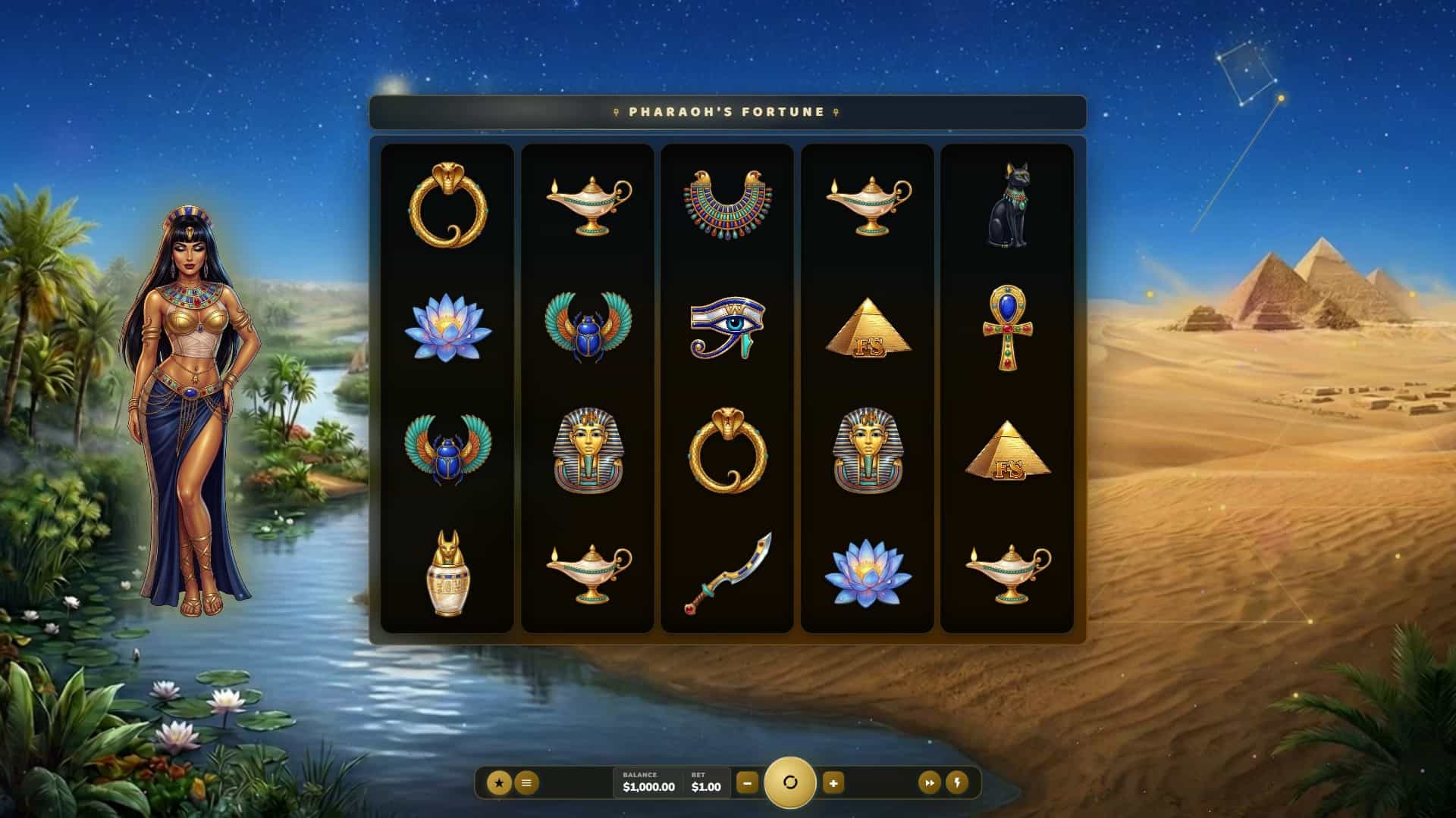 Pharaoh’s Fortune slot gameplay reels