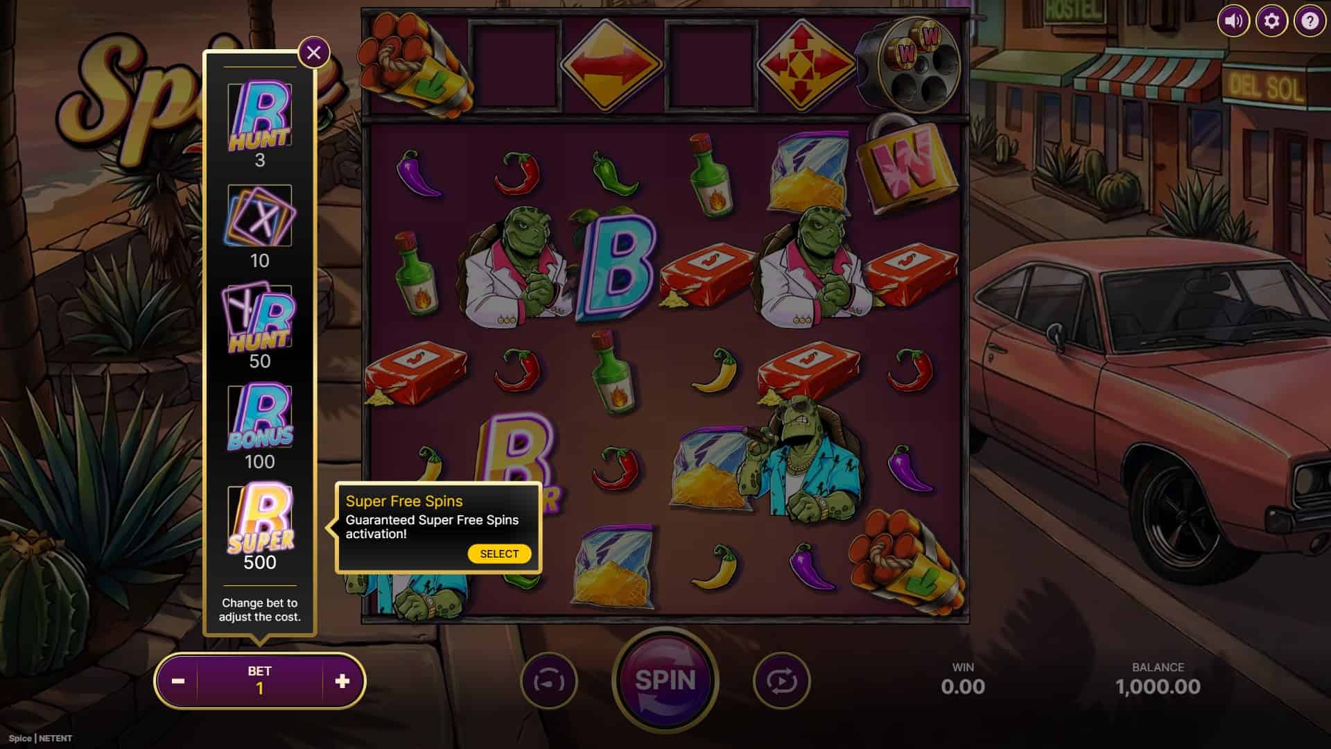 Spice bonus buy menu