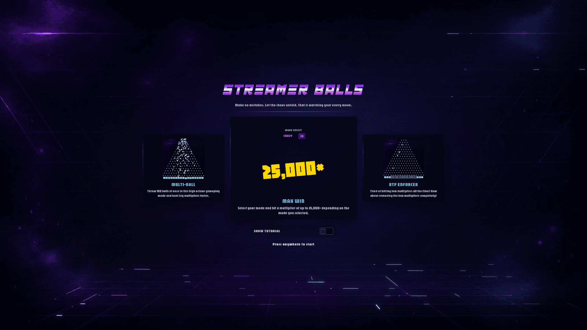 Streamer Balls slot intro screen