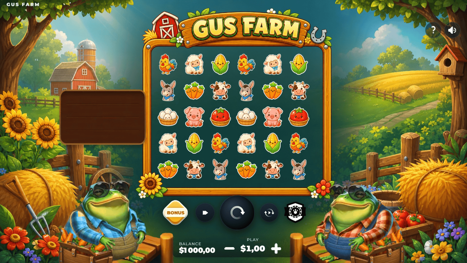 Gus Farm slot gameplay reels