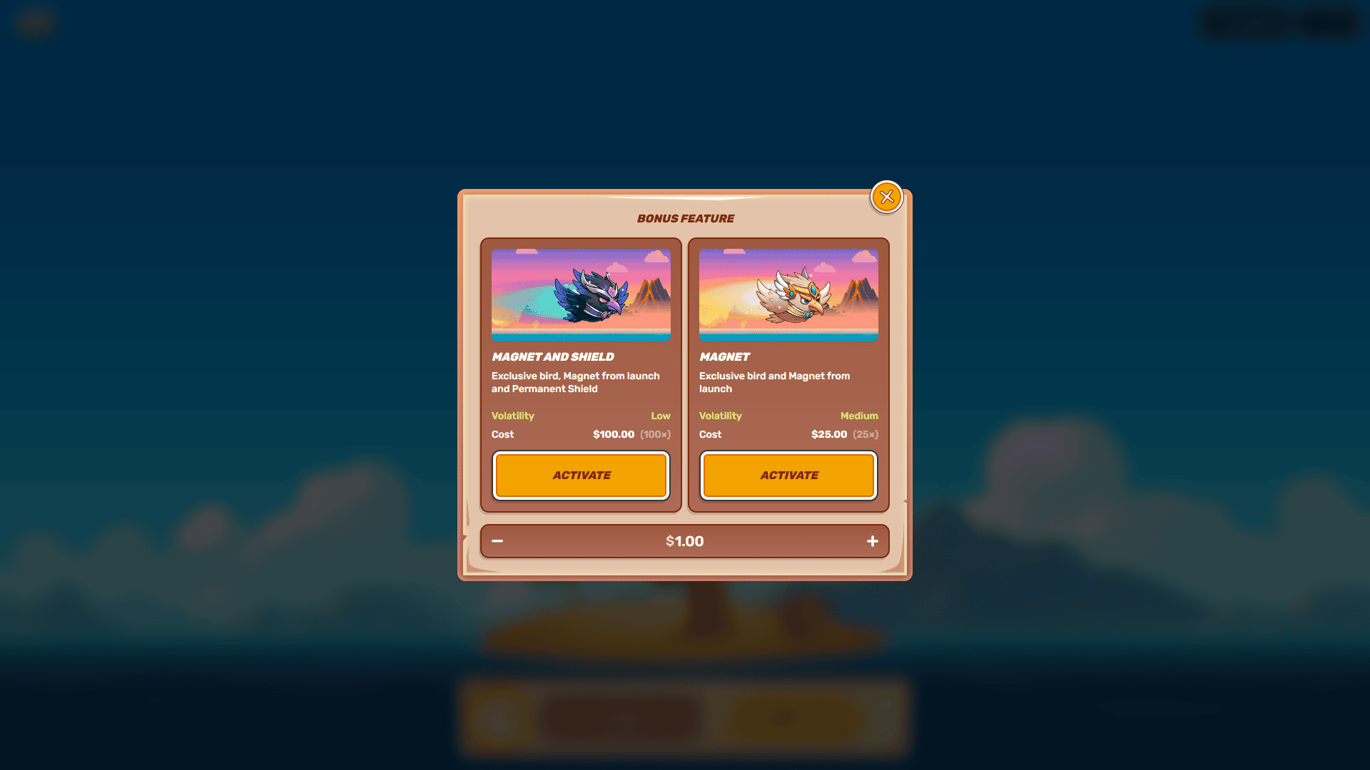 Crazy Crash bonus buy menu