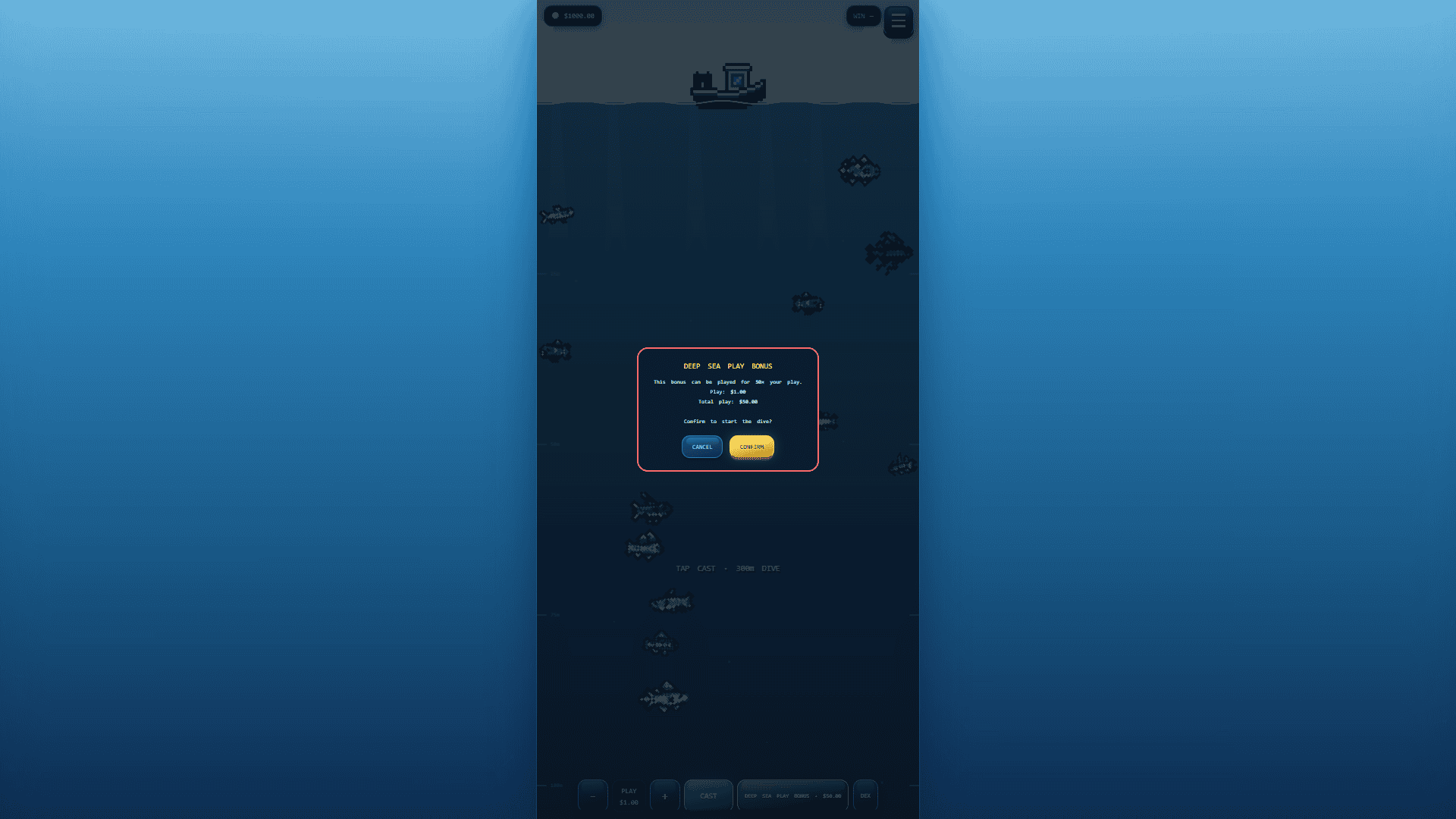 2D Fishing bonus buy menu