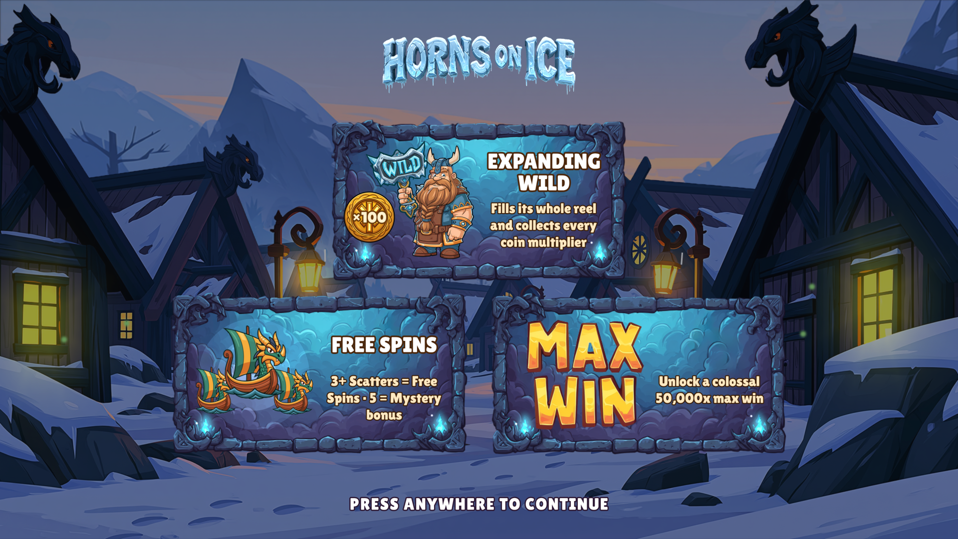 Horns on Ice slot intro screen