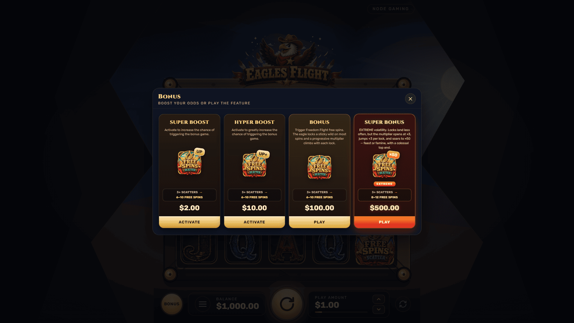 Eagles Flight bonus buy menu