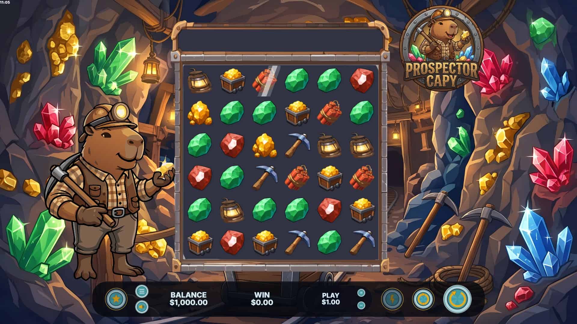 Prospector Capybara slot gameplay reels