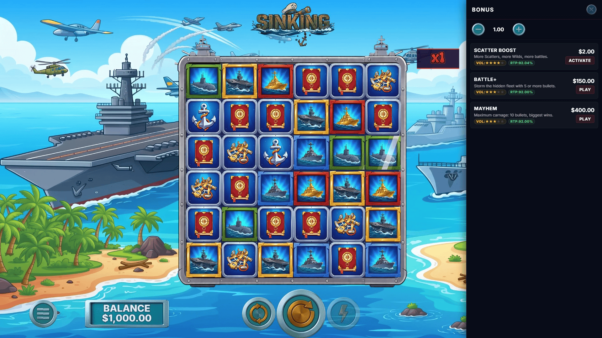 Sinking bonus buy menu