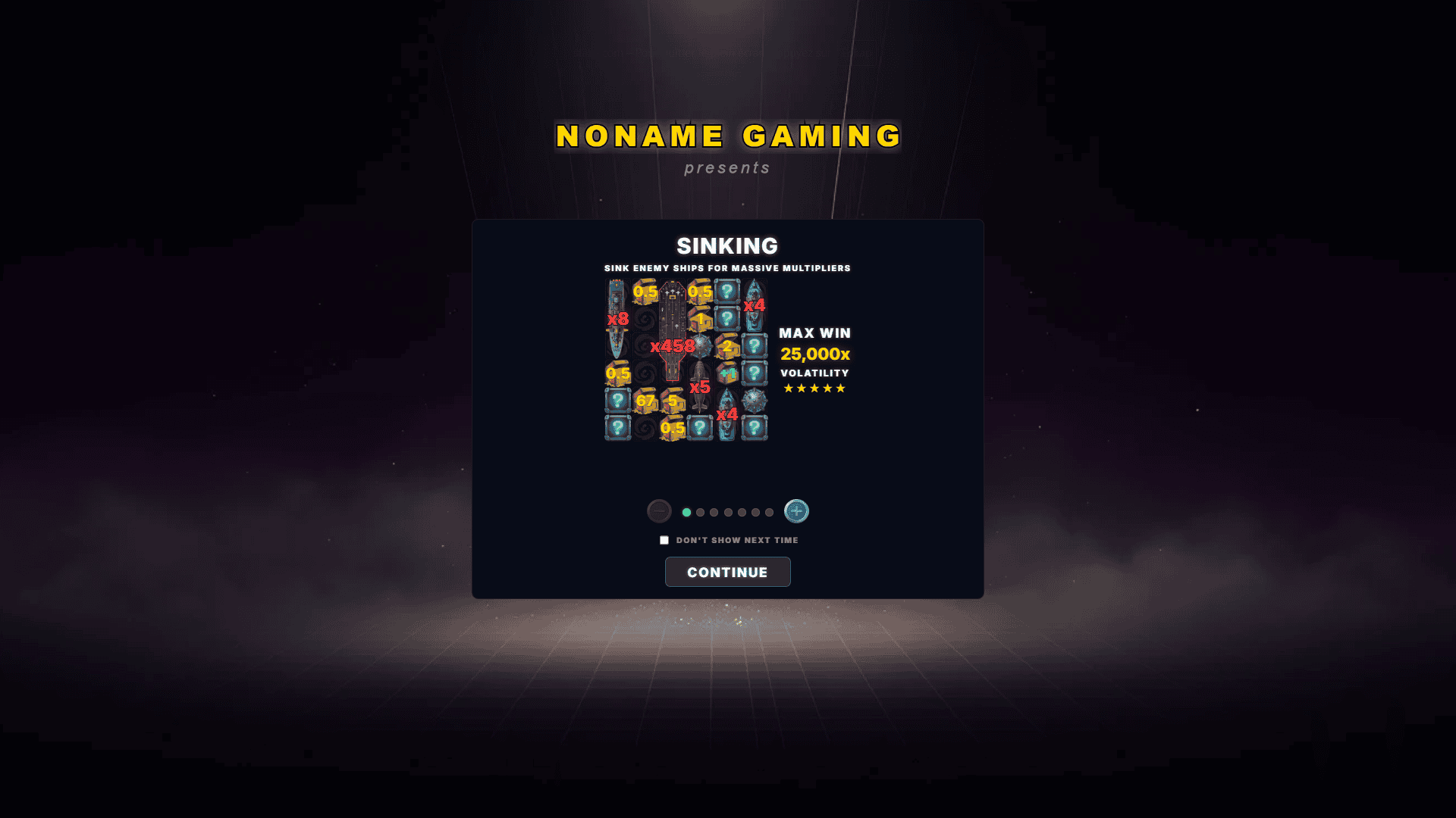 Sinking slot intro screen