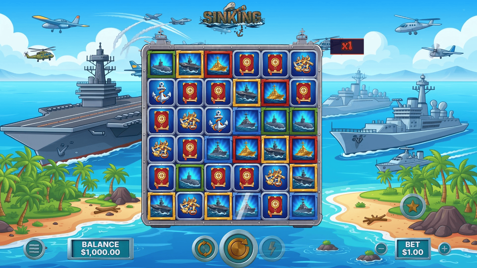 Sinking slot gameplay reels