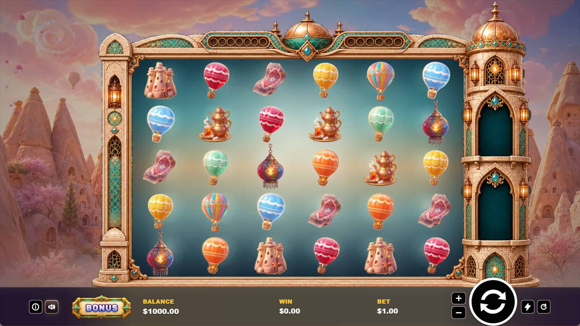 Cappadocia Candy Clouds slot gameplay reels