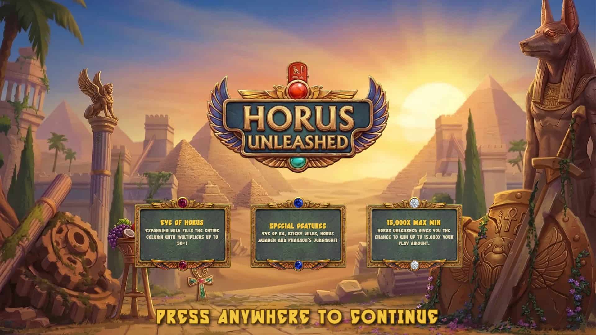 Horus Unleashed slot intro screen