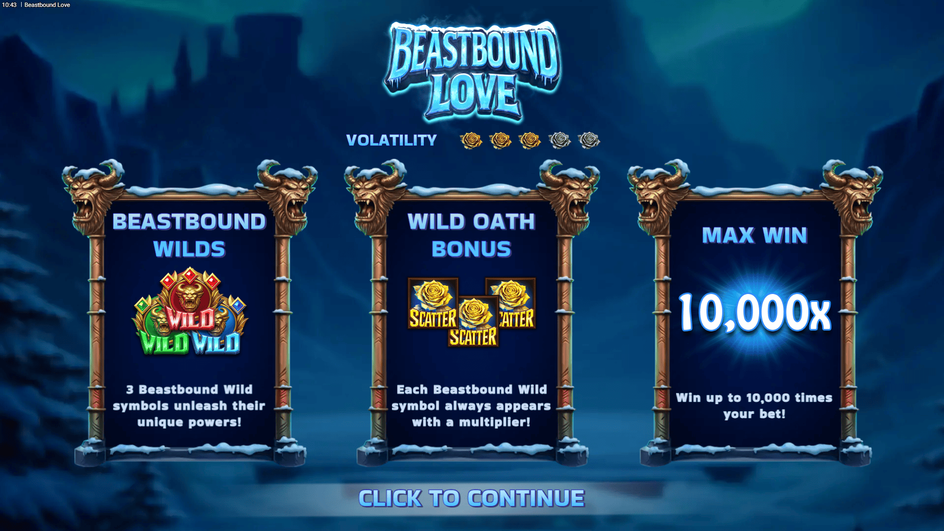 Beastbound Love slot intro screen