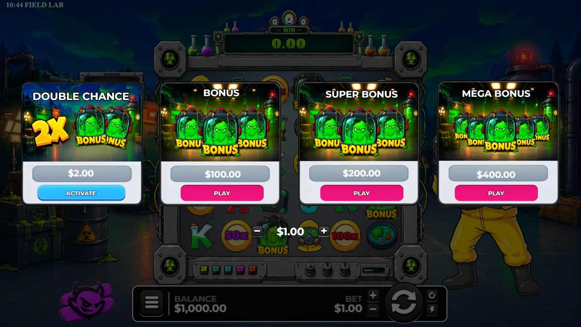 Field Lab bonus buy menu
