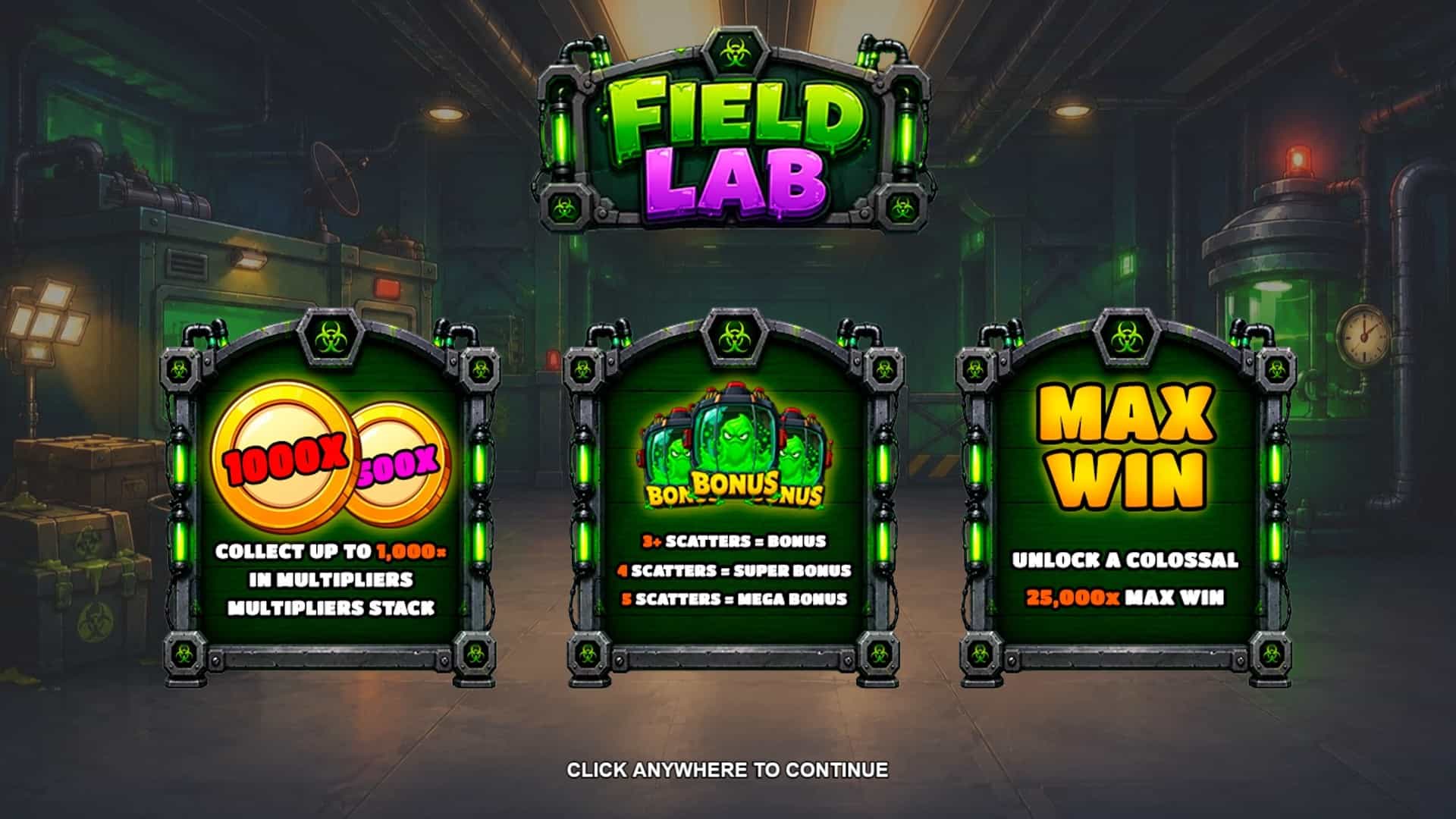 Field Lab slot intro screen