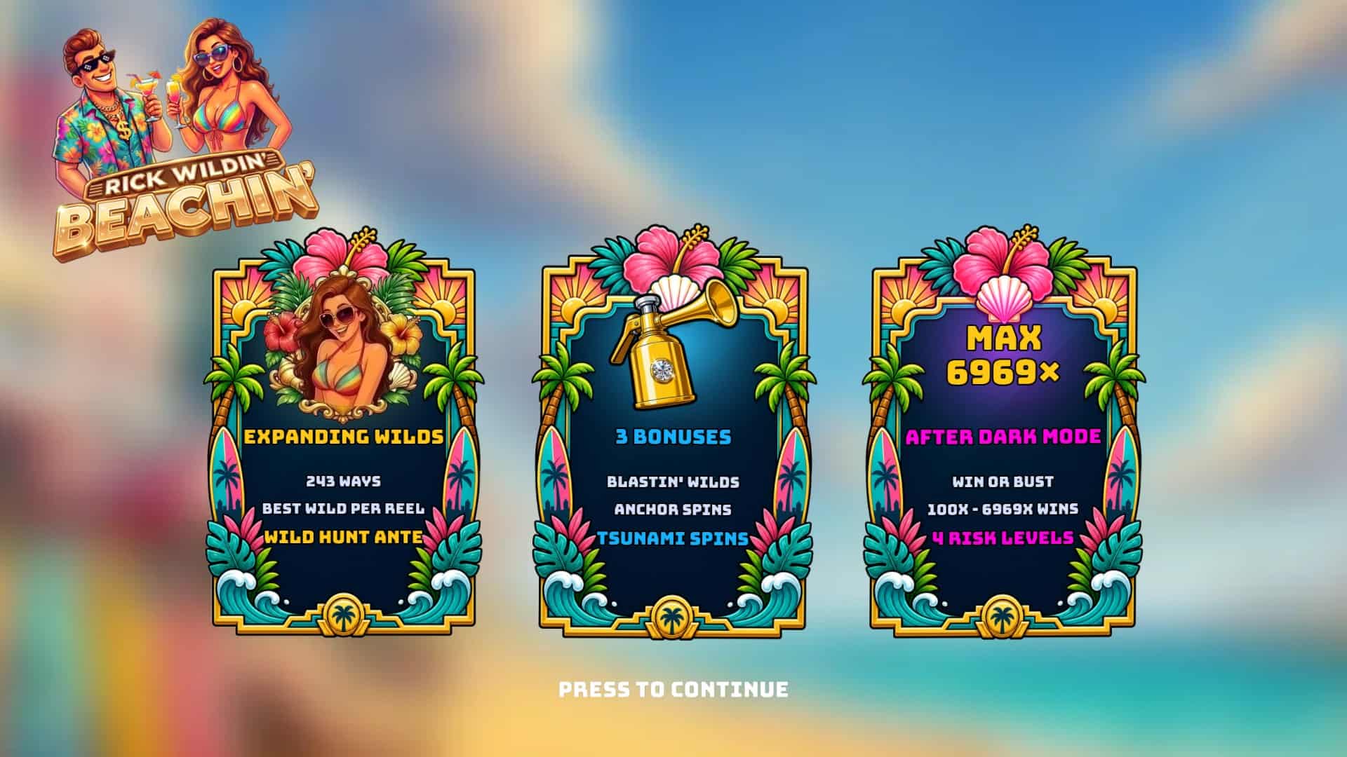 Rick Wildin: Beachin slot intro screen