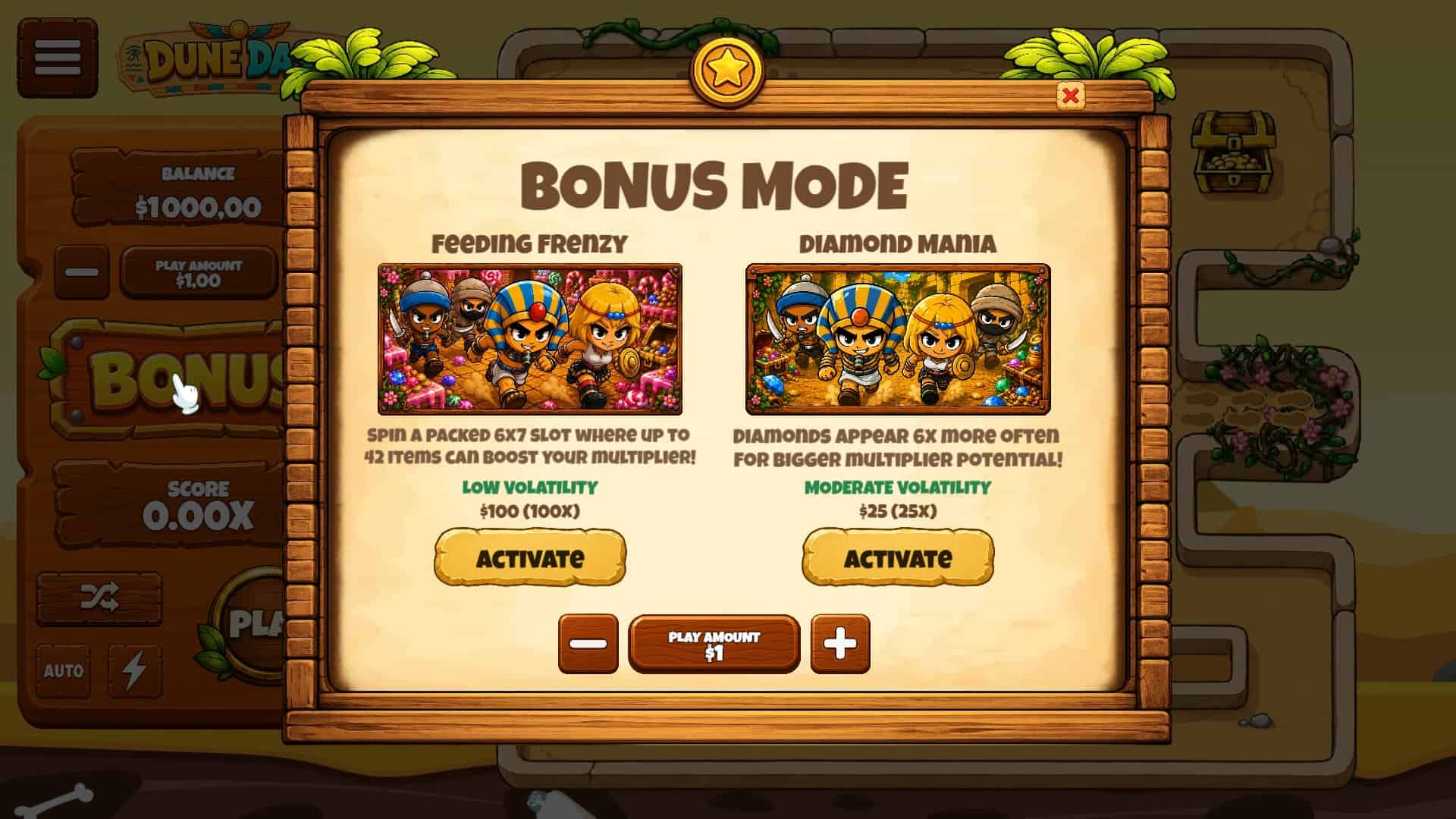 Dune Dash bonus buy menu