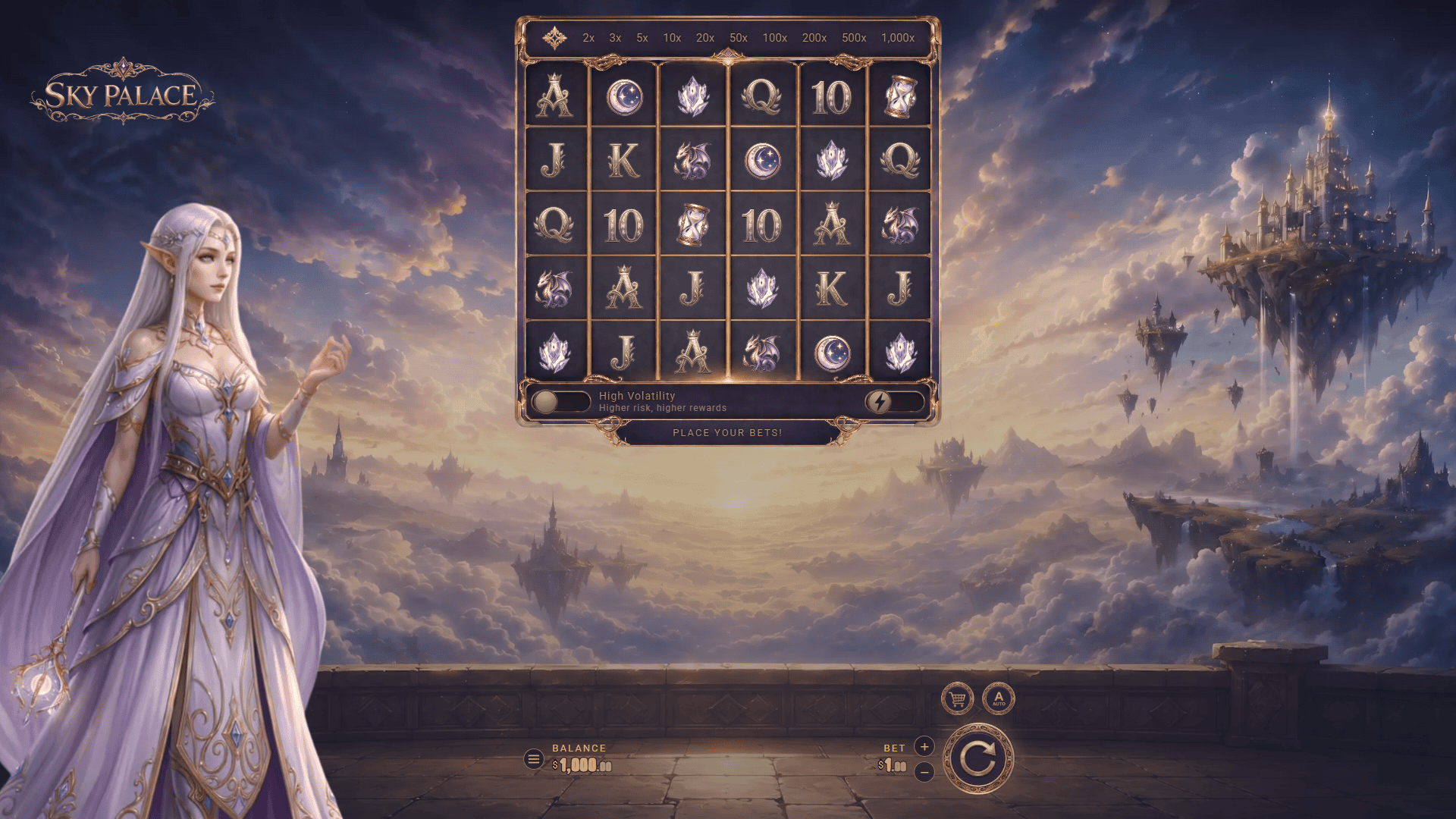 Sky Palace slot gameplay reels