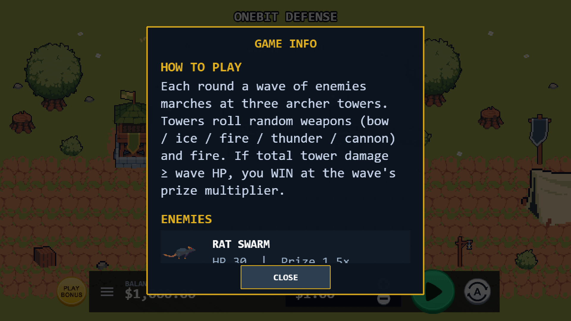 Onebit Defense slot gameplay reels