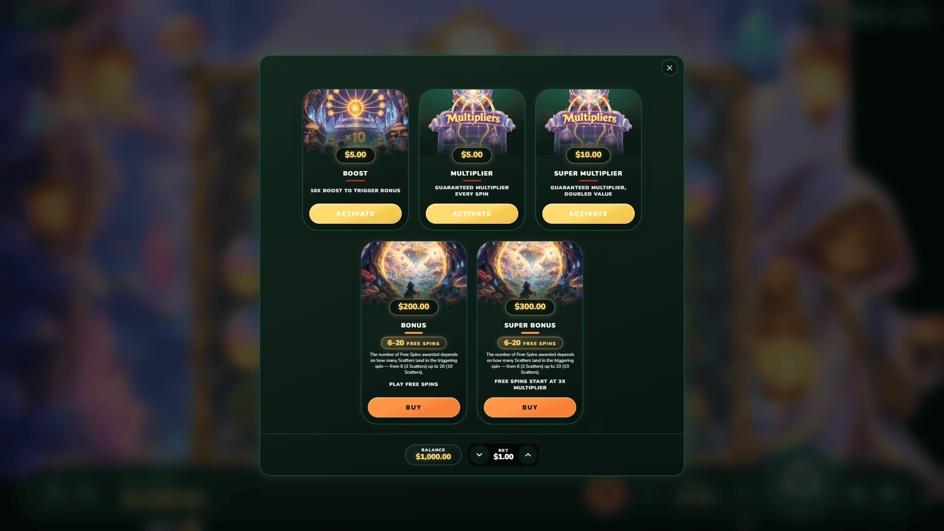 Lumenfall bonus buy menu