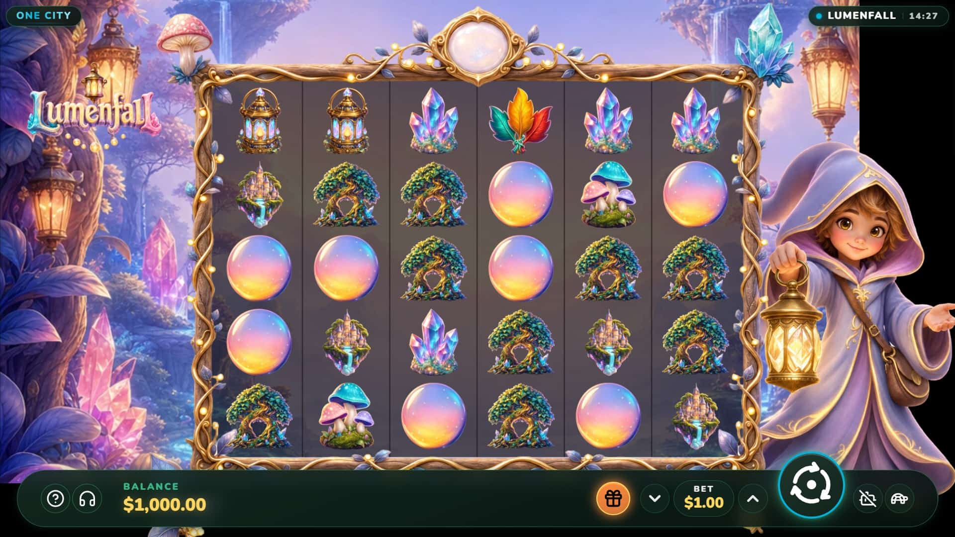 Lumenfall slot gameplay reels