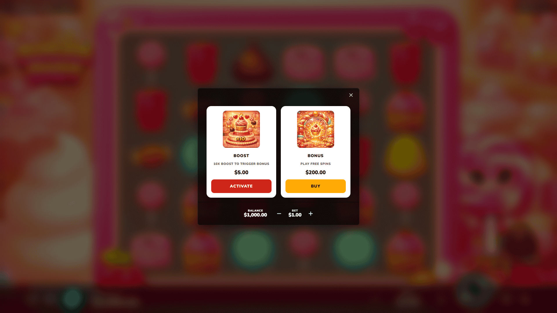 Sugar Riot bonus buy menu