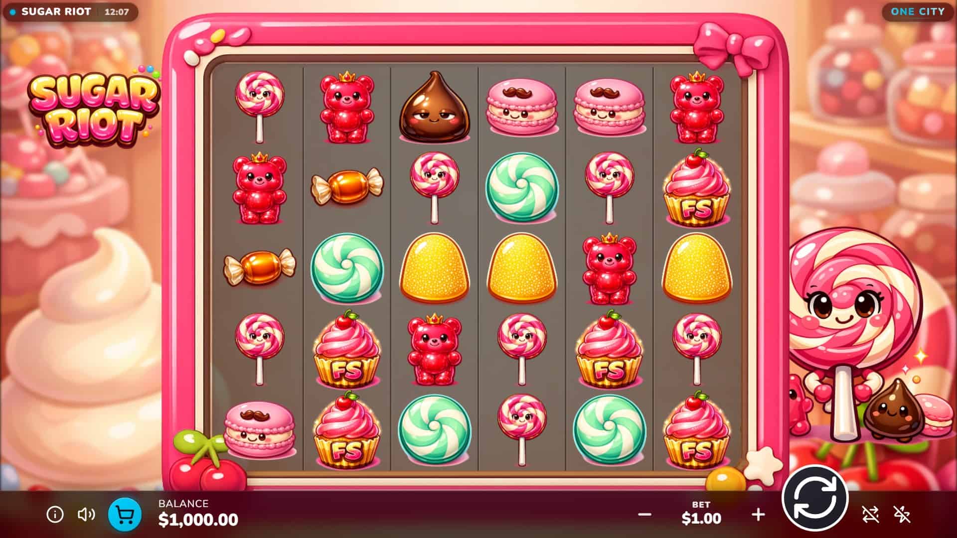 Sugar Riot slot gameplay reels