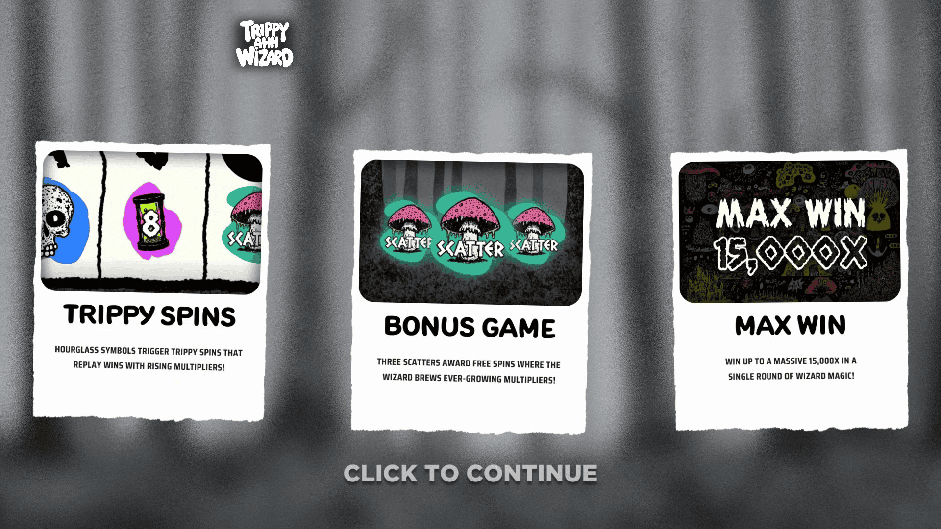 Trippy Ahh Wizard slot intro screen