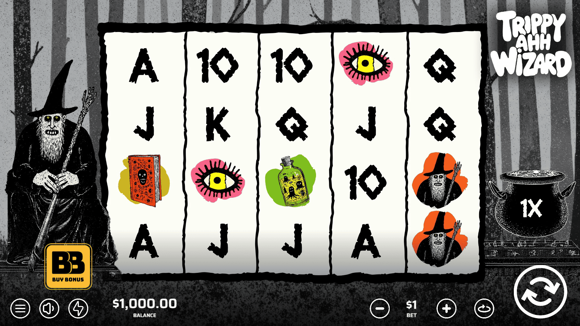 Trippy Ahh Wizard slot gameplay reels