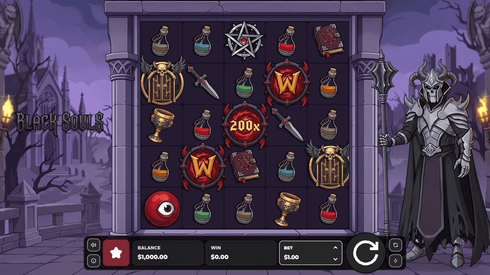 Black Souls slot gameplay reels