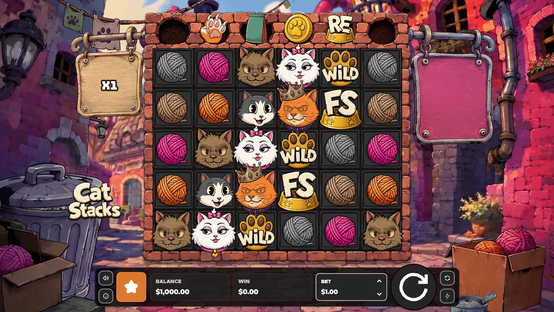 Cat Stacks slot gameplay reels